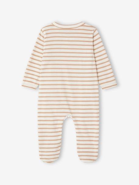 Pack of 3 BASICS Jersey Knit Sleepsuits with Zip Fastening, for Babies cappuccino+chambray blue 