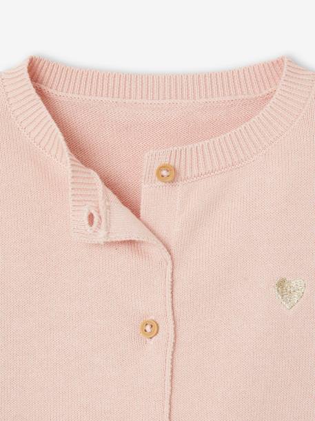 Basics Knitted Cardigan, Embroidered Heart, for Babies rosy+white 