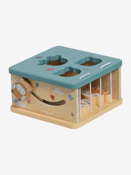 Cube with Shape Sorter in FSC® Wood, Forest Friends blue 