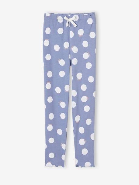 Printed Rib Knit Leggings, for Girls chambray blue+ecru 