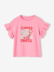 -T-Shirt with Ruffled Sleeves, "Flower Power" for Girls