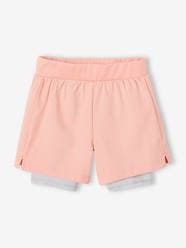 Girls-2-in-1 Sports Shorts in Techno Fabric, for Girls
