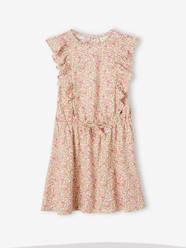 -Printed Dress with Ruffles for Girls
