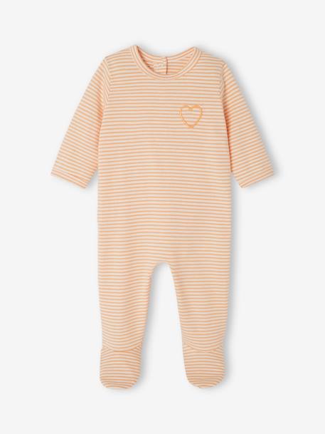 Pack of 2 'Love' Sleepsuits in Jersey Knit for Newborn Babies peach 
