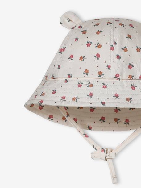 Printed Bucket Hat for Baby Girls ecru+rose 