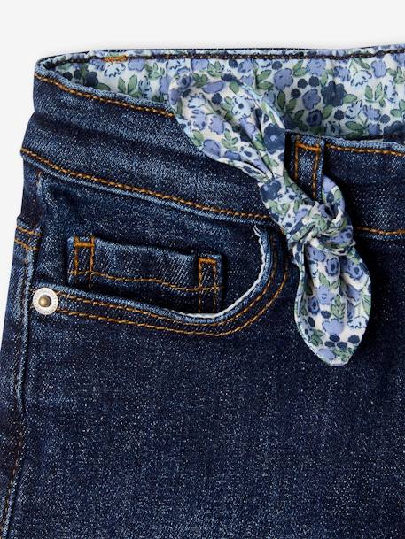 Denim Shorts with Floral Print & Embroidered Bow, for Girls brut denim+Denim Blue+double stone 