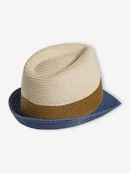 Three-Tone Panama-Style Hat, Straw-Like, for Boys