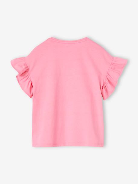 T-Shirt with Ruffled Sleeves, 'Flower Power' for Girls sweet pink 