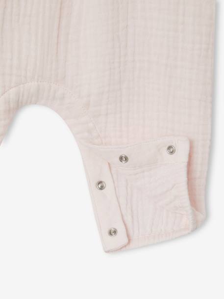 Cotton Gauze Jumpsuit for Babies pale pink+sage green 