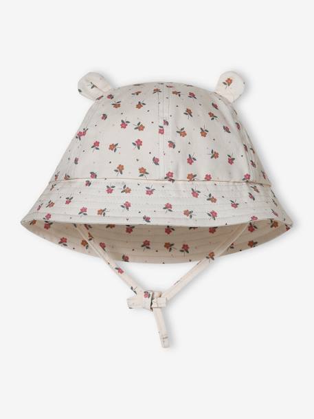 Printed Bucket Hat for Baby Girls ecru+rose 