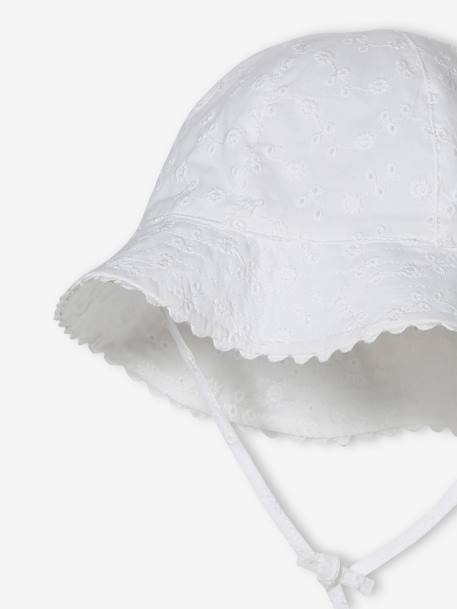 Hat in Broderie Anglaise for Baby Girls ecru+old rose+sage green 