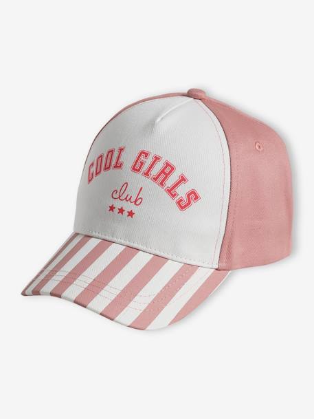 Cap for Girls, 'Cool Girls Club' striped blue+striped pink 