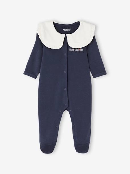 Pack of 3 'Heart' Sleepsuits in Interlock Fabric, for Babies night blue 