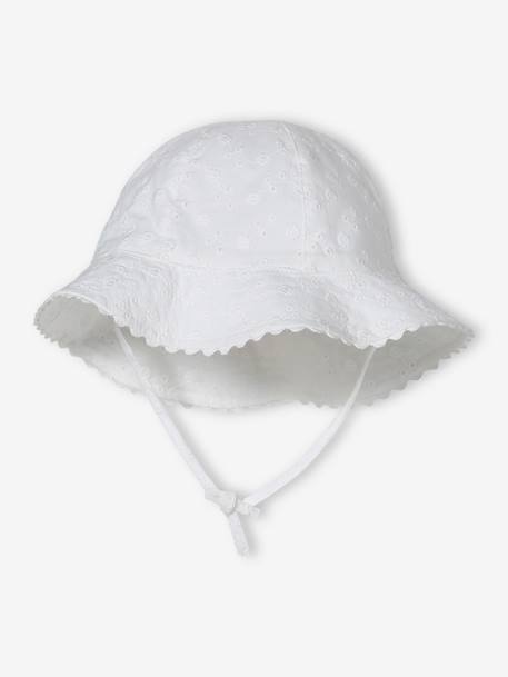 Hat in Broderie Anglaise for Baby Girls ecru+old rose+sage green 
