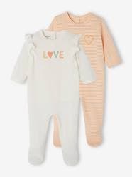 Baby-Pack of 2 "Love" Sleepsuits in Jersey Knit for Newborn Babies