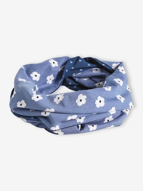 Flowers/Hearts Reversible Snood, for Girls night blue 