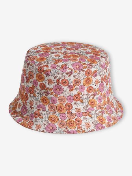 Reversible Bucket Hat for Girls rosy apricot 