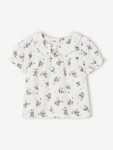 Short Sleeve Floral T-Shirt for Babies ecru 