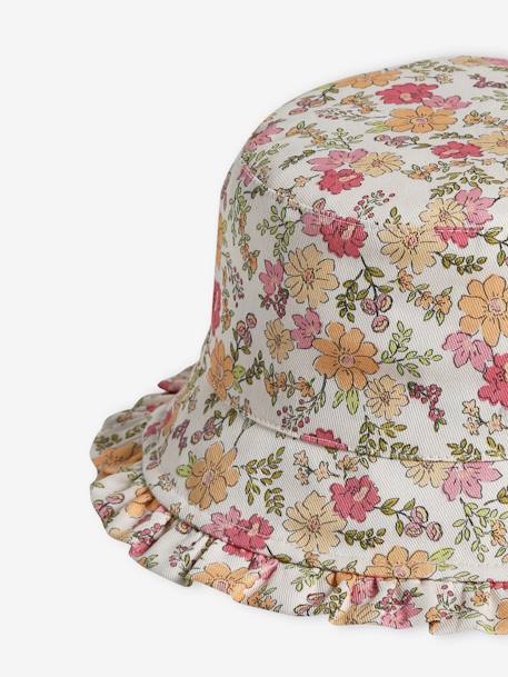 Floral Bucket Hat for Girls printed orange 