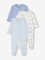 -Pack of 3 BASICS Jersey Knit Sleepsuits with Zip Fastening, for Babies