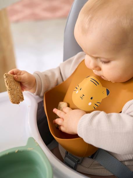Set of 2 Silicone Bibs brown 