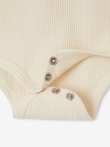 Pack of 2 Bodysuits in Honeycomb Knit, Organic Cotton, for Newborns olive 