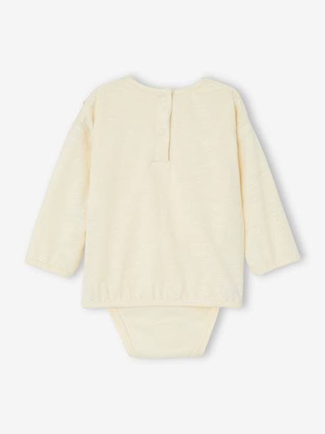Organic Cotton Bodysuit Top with Long Sleeves for Newborn Babies ecru 