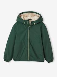 Boys-Coats & Jackets-Windcheater with Sherpa-Lined Hood for Boys