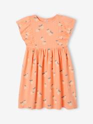 Girls-Floral Dress in Jersey Knit with Relief, for Girls