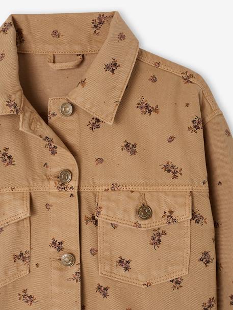 Floral Jacket for Girls printed beige 
