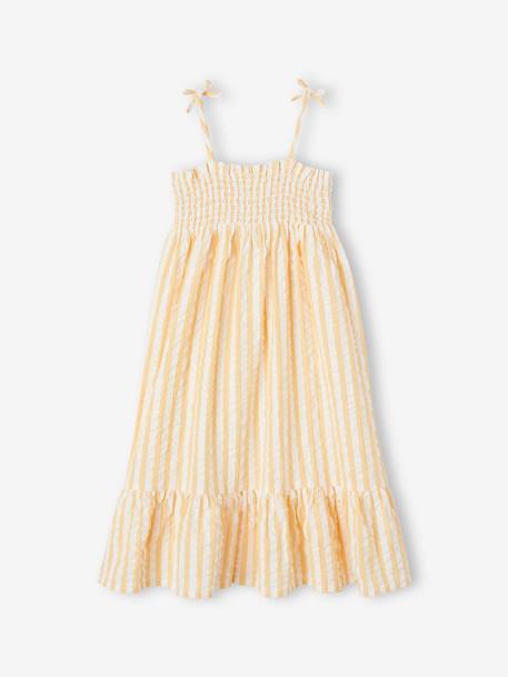 Smocked Striped Dress in Seersucker for Girls striped yellow 