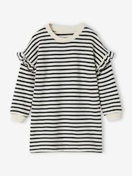 -Striped Fleece Dress for Girls