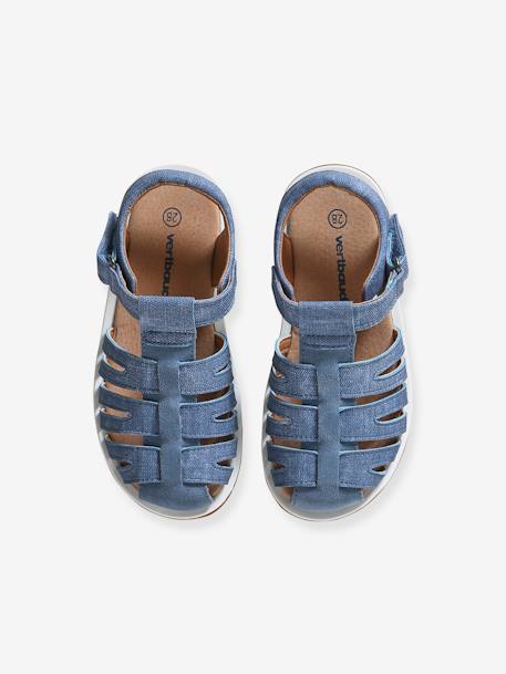 Sandals with Hook-&-Loop Strap for Children, Designed for Autonomy denim blue 