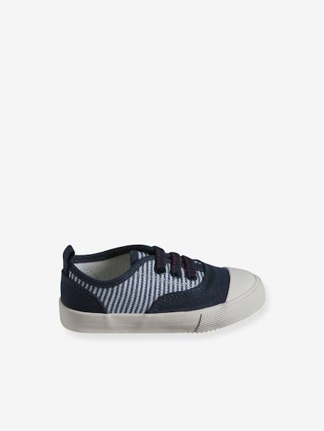 Trainers in Striped Fabric with Elasticated Laces, for Babies striped blue 