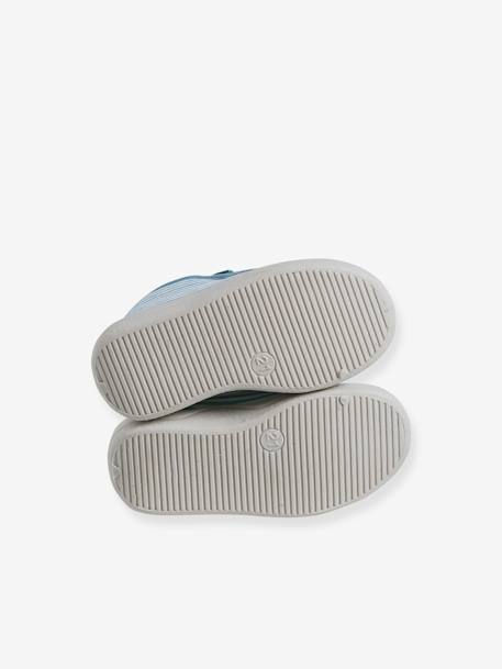 Zipped Slippers in Canvas for Babies striped blue 