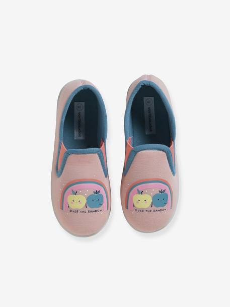 Elasticated Slippers in Canvas for Children apricot+pale pink 