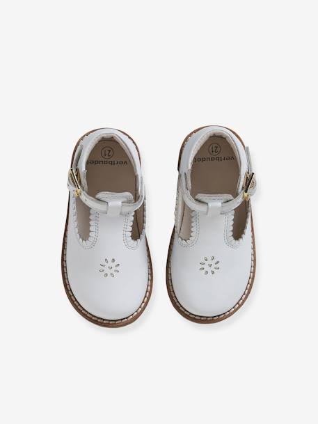 Leather T-Strap Shoes for Babies white 
