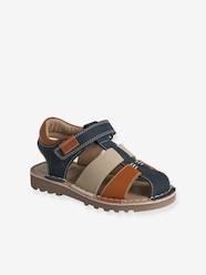 Shoes-Boys Footwear-Hook-and-Loop Leather Sandals for Children, Designed for Autonomy