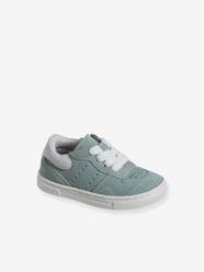 Shoes-Leather Trainers with Laces & Zip, for Babies