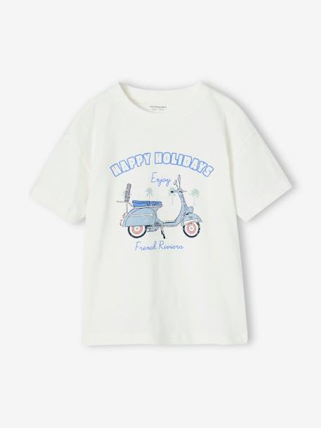 T-Shirt with Scooter Motif for Boys white 