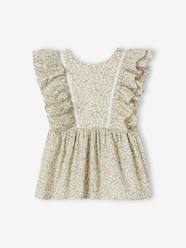 Girls-Occasion Wear Ruffled Blouse with Floral Print for Girls