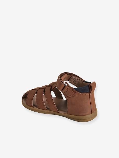 Leather Sandals for Baby Boys, Designed for First Steps brown+navy blue+sandy beige 