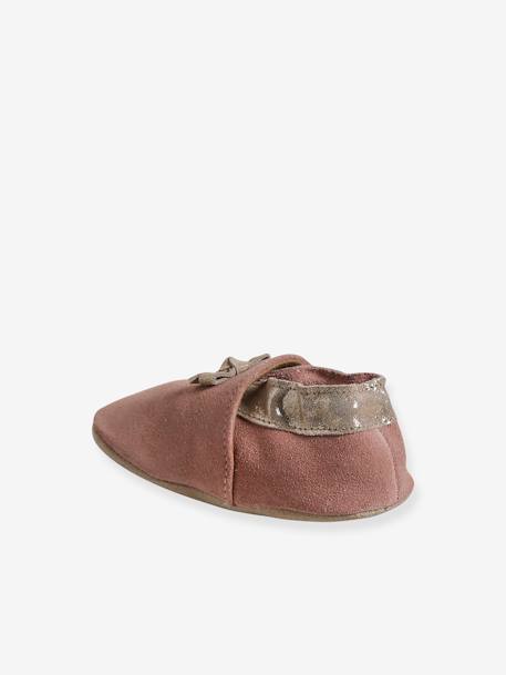 Elasticated, Soft Leather Slip-Ons for Babies old rose 