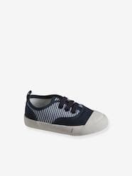 Shoes-Boys Footwear-Trainers in Striped Fabric with Elasticated Laces, for Babies
