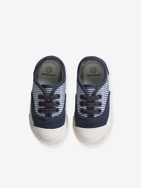 Trainers in Striped Fabric with Elasticated Laces, for Babies striped blue 