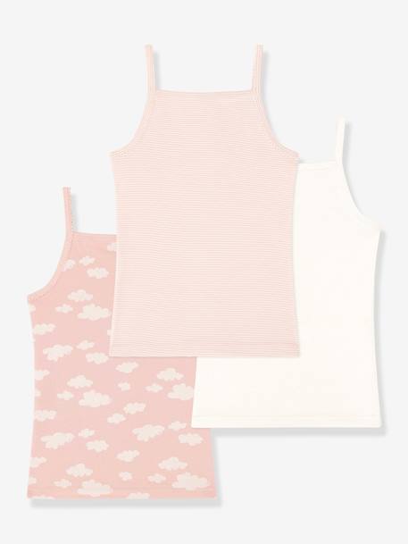 Pack of 3 Sleeveless Tops by PETIT BATEAU pale pink 