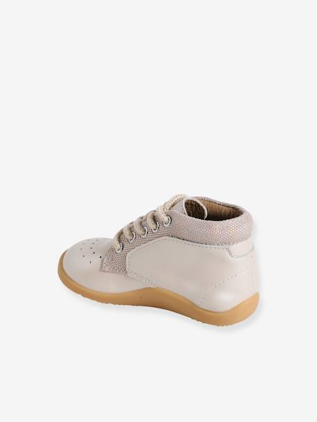Lace-Up Soft Leather Boots for Babies, Designed for First Steps iridescent beige 