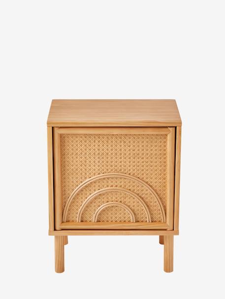 Bedside Table in Wood & Cane, Rainbow wood 