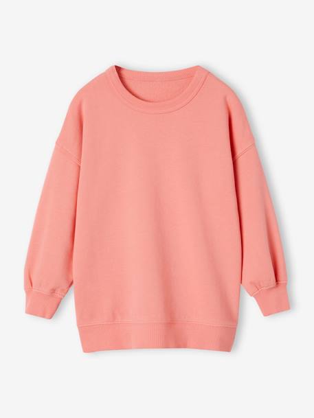 Long Sweatshirt with Large Motif on the Back, for Girls coral 