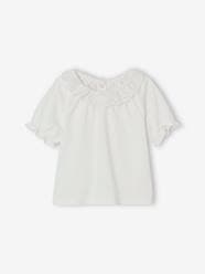 Baby-T-shirts & Roll Neck T-Shirts-T-Shirt with Broderie Anglaise Collar for Babies